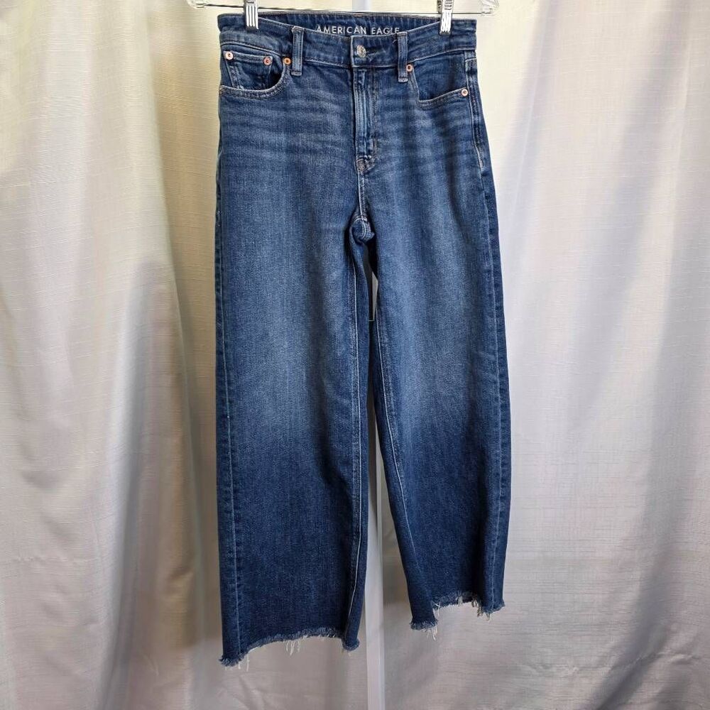 American Eagle Outfitters Super High Rise Baggy Wide Leg Jeans Size 0 Short - Picture 9 of 9
